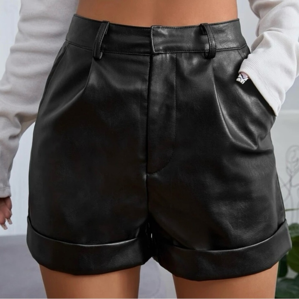 Faux leather shorts